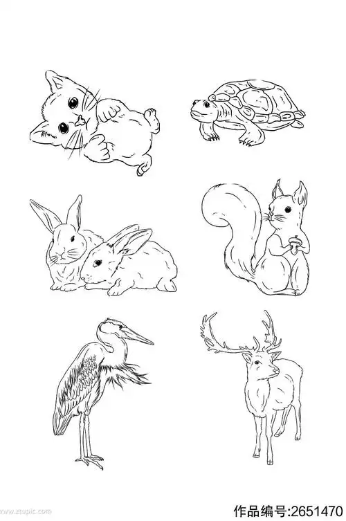 手绘线条动物元素