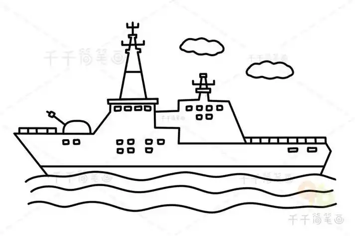 海军新型驱逐舰简笔画