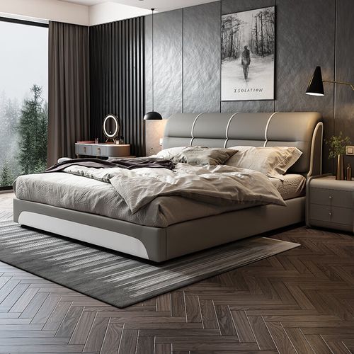 2米大床主卧两米双人床 主卧轻奢婚床软靠皮床皮床现代简约2米x2米