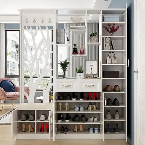 怡非镂空隔断柜可定制入户玄关门厅鞋柜带换鞋凳衣帽柜挂衣储物柜