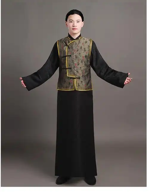 清朝官服演出服阿哥服装男服饰影视剧拍摄古装公子少爷长衫 黑色_黑马