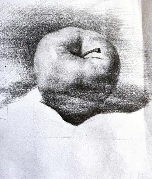 素描静物画苹果