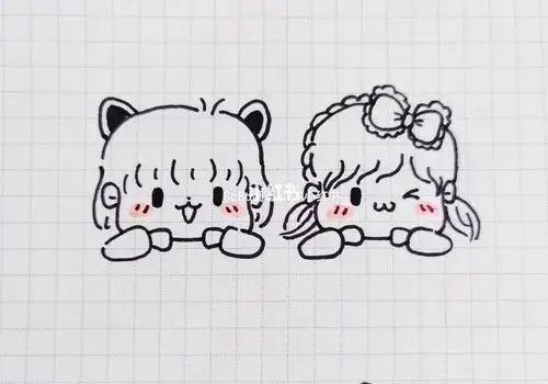 简笔画原图闺蜜