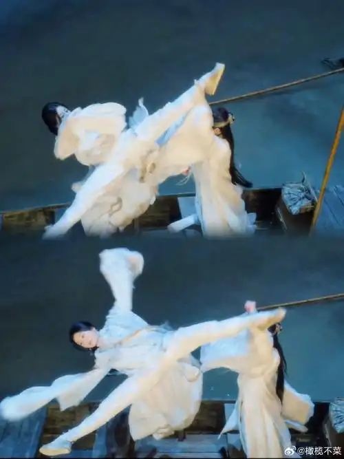 虞书欣白衣一字马打戏##云为衫为雾姬夫人解围