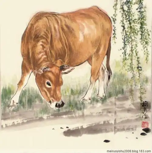 梅若 画黄牛 牦牛