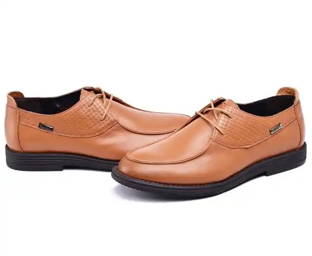 金猴皮鞋男新款男士休闲压花真皮皮鞋透气套脚男单鞋 土黄色 m28178c