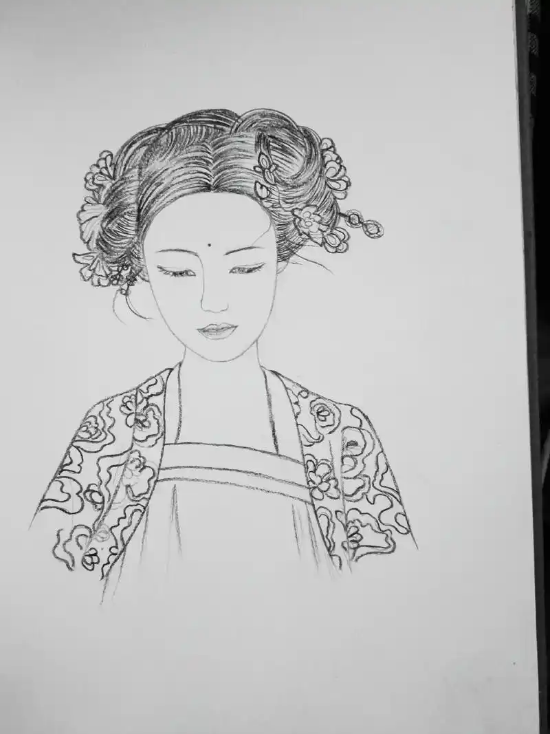 自动铅笔画了淡颜系美女 #古风汉服美如画 #国风古韵  - 抖音