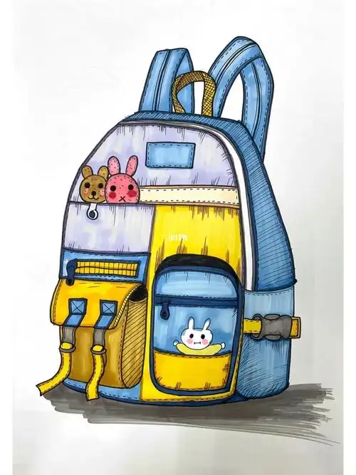 书包写生创意儿童画