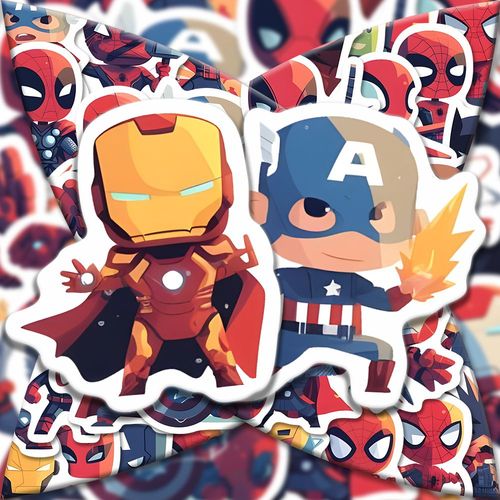 200张呆萌q版漫威人物周边可爱贴纸钢铁侠蜘蛛侠diy手账防水贴画