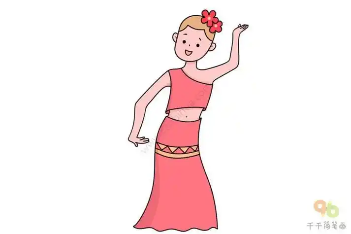 简笔画傣族跳舞的小女孩