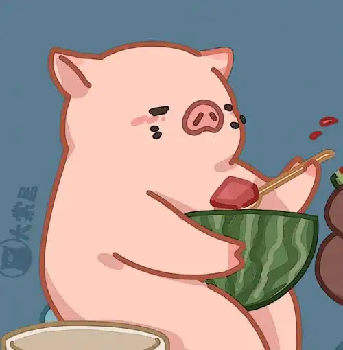 各位猪猪也喜欢吃西瓜吗,但是现在的西瓜好贵哦#插画  #情侣头像  #猪