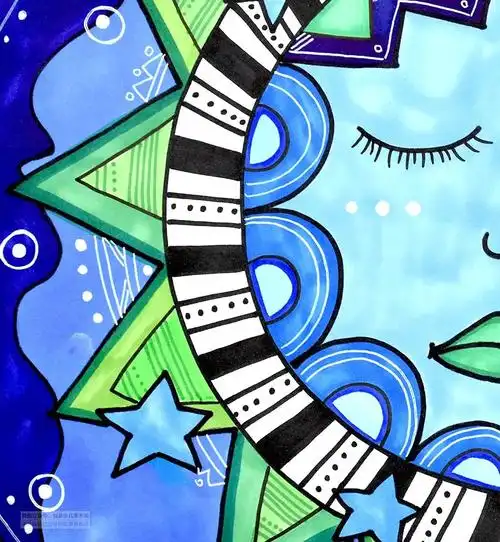 儿童画教程冷暖色的对比太阳和月亮的拥抱