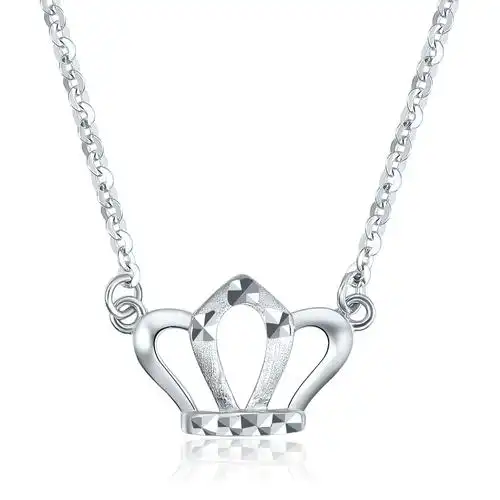周六福pt950铂金时尚皇冠女款白金项链锁骨链