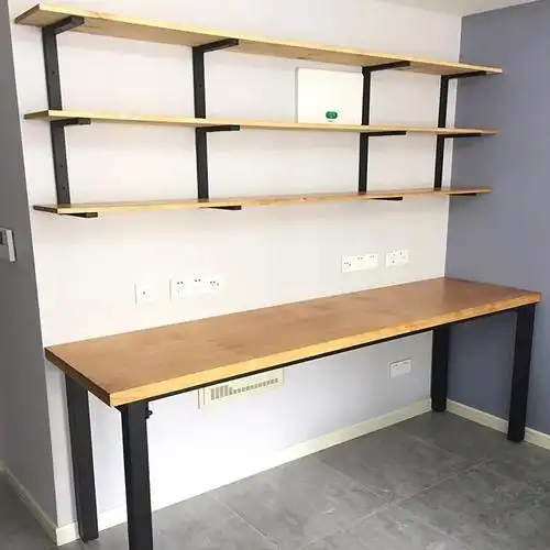 简易双人实木书桌书架组合书房家用长桌写字台定制办公台式电脑桌定制