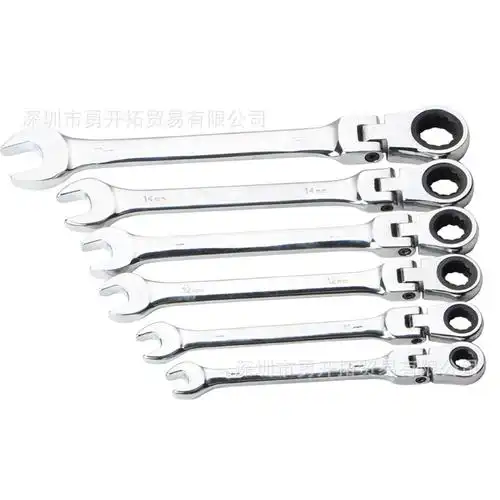 活动头棘轮扳手6件套塑架套装精抛光crv72齿180°摇头双用