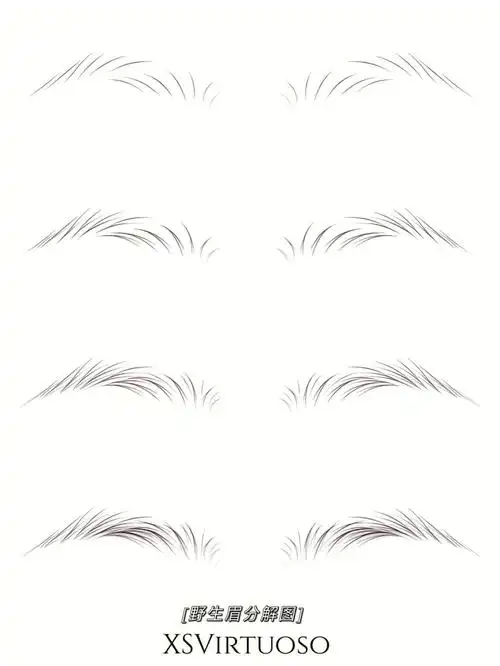 线条眉画法野生眉分解手绘