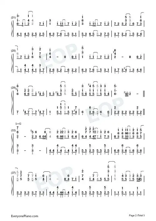 innocent starter-魔法少女奈叶 op双手简谱预览2