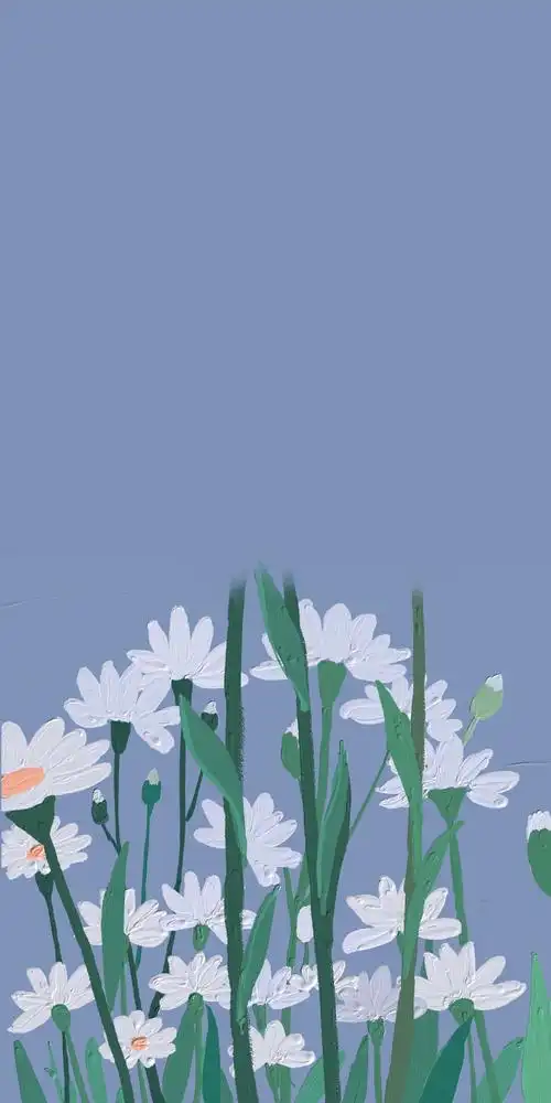 油画壁纸 - cr:@柿子仔插画 素材 ins 韩系 可爱 简约 手绘 动漫 锁屏