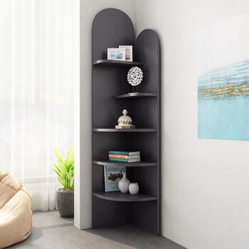 角柜三角形客厅墙角柜卧室转角置物架拐角边角储物 轻奢布纹灰色 组装