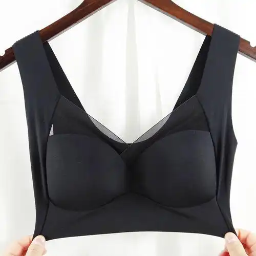 光面无痕内衣女大胸显小薄款一片式无钢圈背心胖mm200斤大码文胸