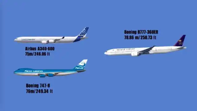 波音,空客主流机型尺寸对比,含波音777,最长78.86米