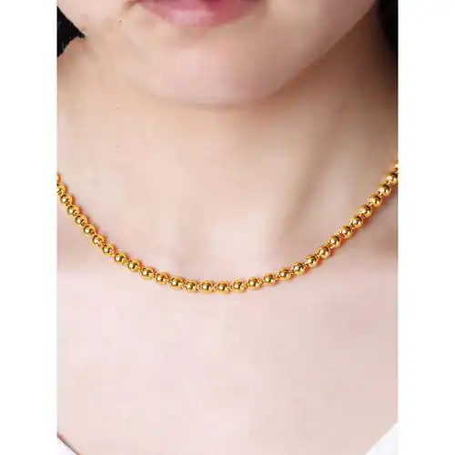 zhaoliang兆亮珠宝黄金项链男女款金足金999纯金链子光珠圆珠佛珠