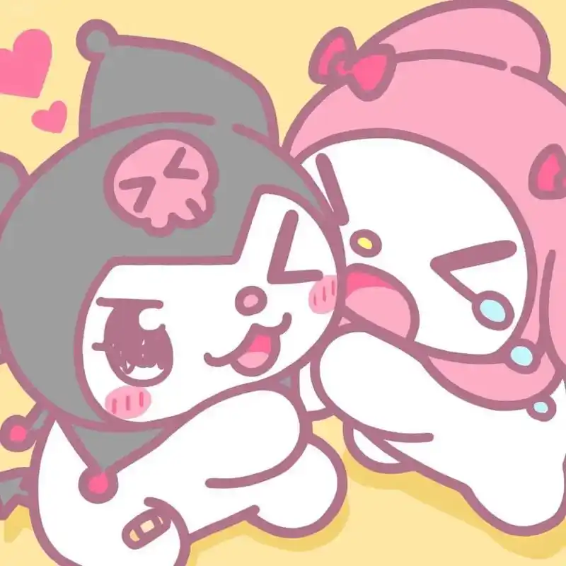 贴贴.#三丽鸥  #美乐蒂和库洛米  #插画搬运 - 抖音