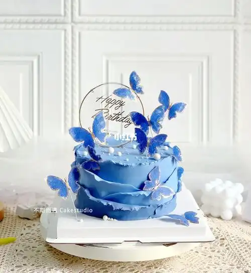超级好看的一款:03蝴蝶仙女蛋糕,高级感满满的蓝色太好看了呀广州