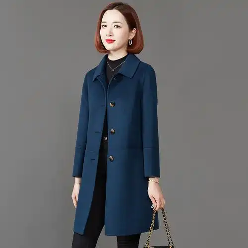 高贵洋气妈妈装双面呢羊绒大衣女中长款冬新款阔太太中年毛呢外套