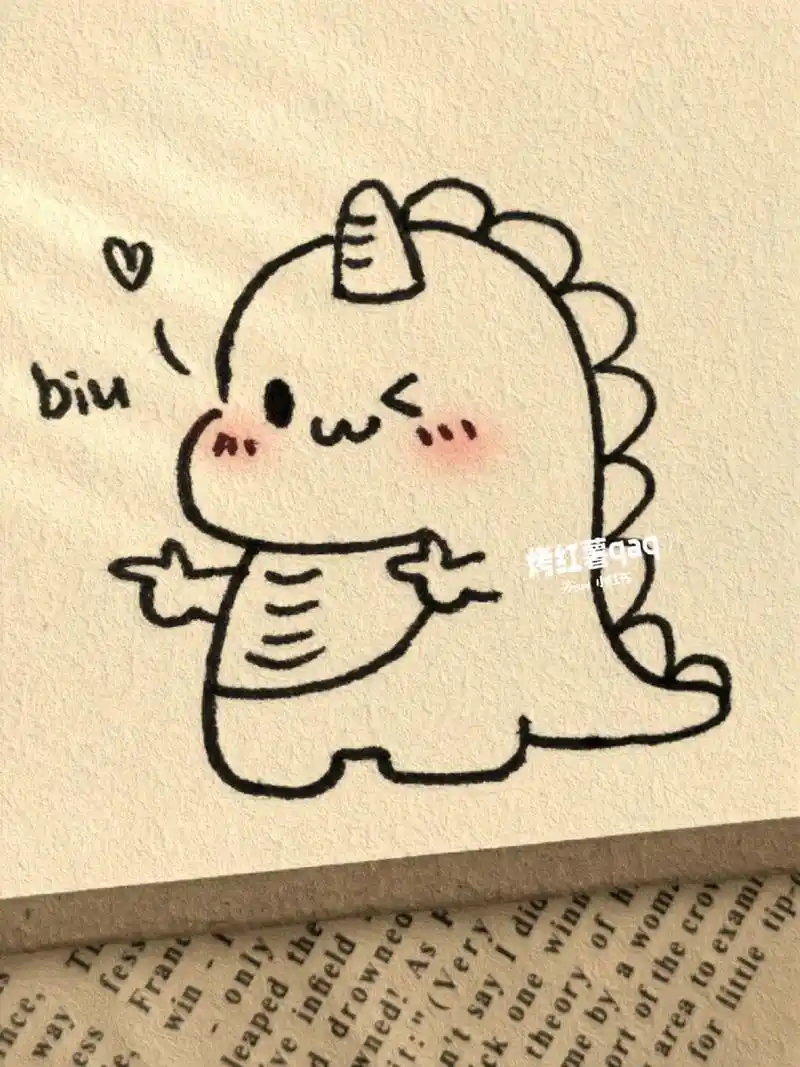 可爱简笔画教程|小恐龙biu~ #临摹##简笔画# #简笔画教程# #可爱简笔