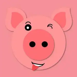 舌头 emoji 表情.猪枪口关闭.滑稽可爱的猪脸卡通风格.3d. 纸艺.向量.