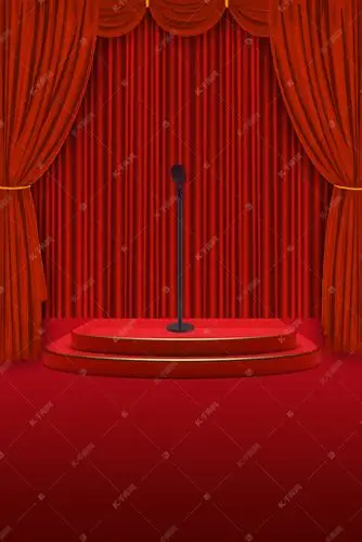 舞台风播音主持相声红色舞台海报背景图片免费下载-千库网