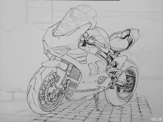 武汉封城,待在家里没事画摩托,杜卡迪的车,型号不详