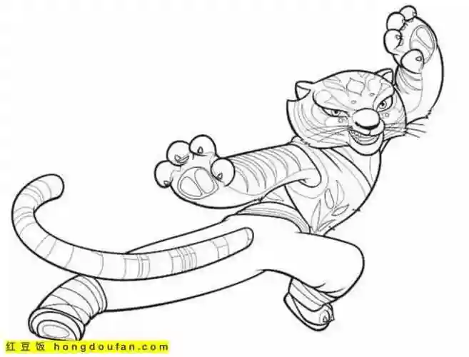 起战斗吧功夫熊猫神奇功夫涂色图片免费下载-红豆饭小学生简笔画大全