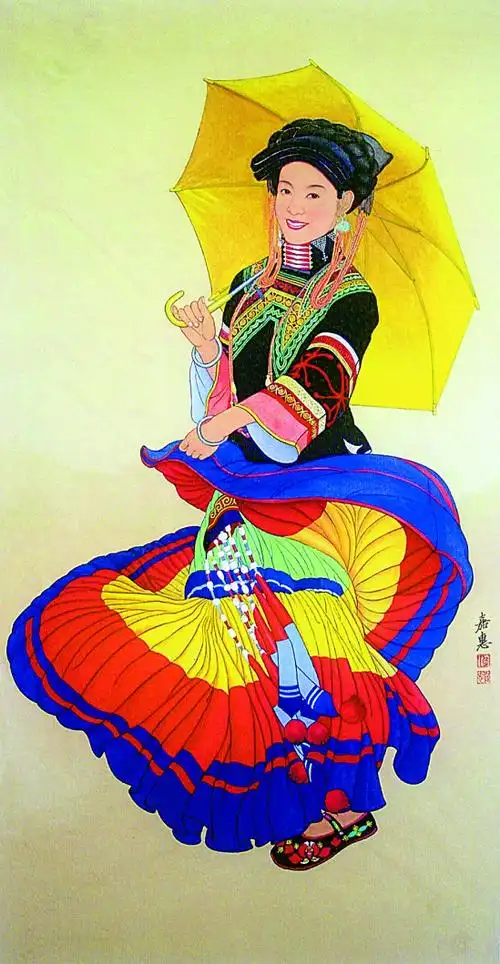 薛嘉惠(辽宁清原)  彝族姑娘  中国画