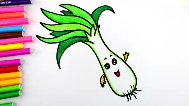 蔬菜这样画简单又可爱,儿童基础简笔画大葱