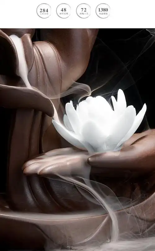 厂家直销倒流香炉紫砂禅意佛手檀香炉家用室内仿古香薰炉创意摆件