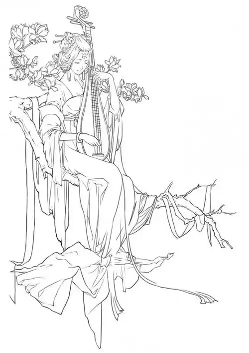 160张古风手绘线稿图片古风动漫插画线稿图片素材古风白描图