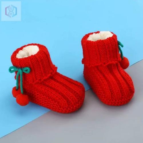 婴儿鞋子手工编织秋冬季男女宝宝毛线鞋儿童保暖靴子新生儿软底鞋