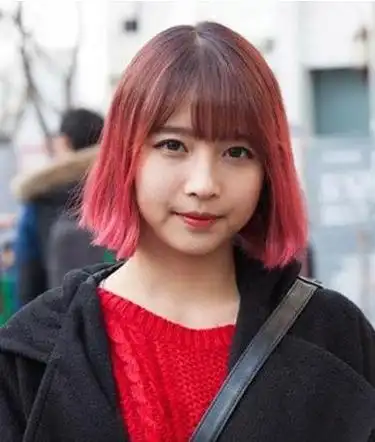 夏季最新短发发型韩式短发红色染发自然沉稳超洋气