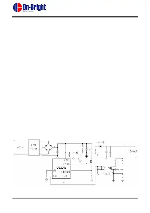【ob2263电流模式pwm控制器频率抖动概述ob2263是一款高度集成的电流