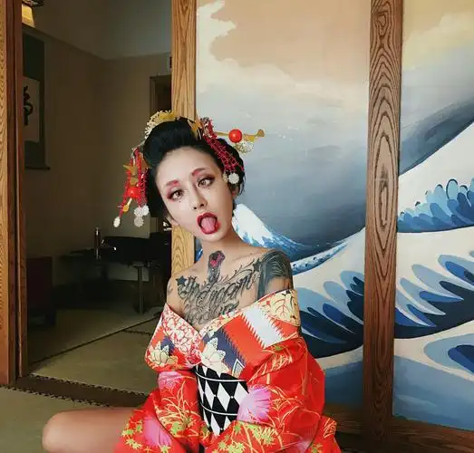 萌妹子 killerbigsweet 帅气 swag 日式和风 花魁 拍照素材 女生头像