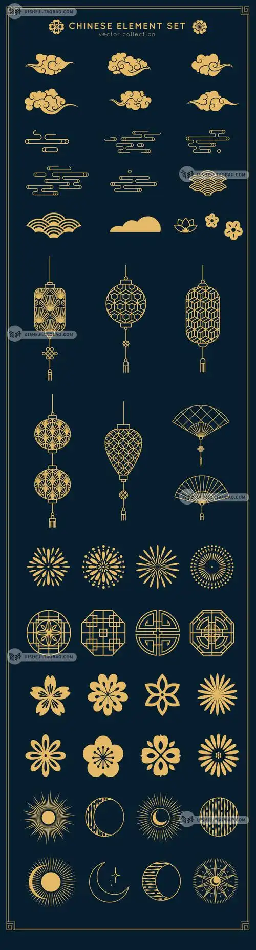 中国风传统新年节日金色云纹装饰印花纹图案… - 堆糖,美图壁纸兴趣社