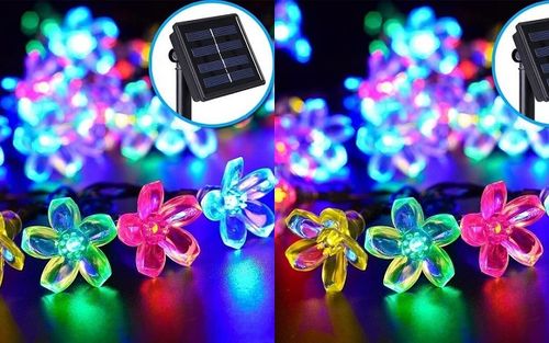 节日用品礼品圣诞太阳能led彩灯闪灯串灯户外防水装饰灯樱花桃花