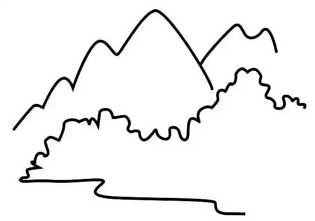 大山里的风景简笔画图片