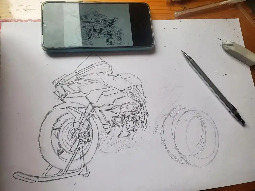 川崎h2r高达配色.来自一位粉丝订购的高达配色h2r,线稿完 - 抖音