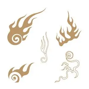 5种抽象火焰图案火纹矢量素材