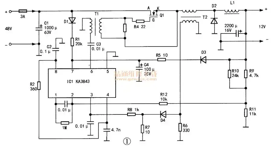 将48v12v转换器改为充电器