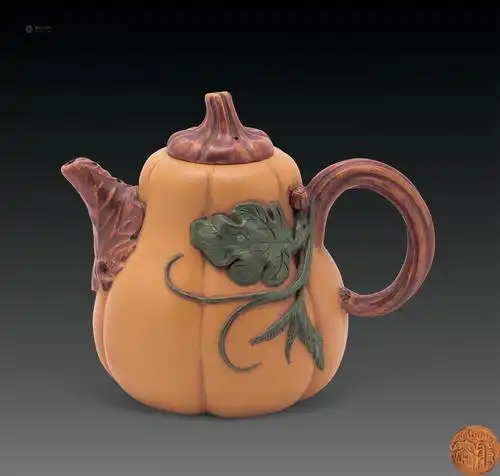 0659 蒋蓉段泥瓜型贴塑紫砂壶
