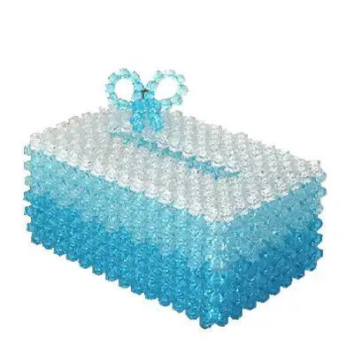 串珠纸巾盒 diy渐变花朵手工串珠纸巾盒珠子成品材料批发大款促销